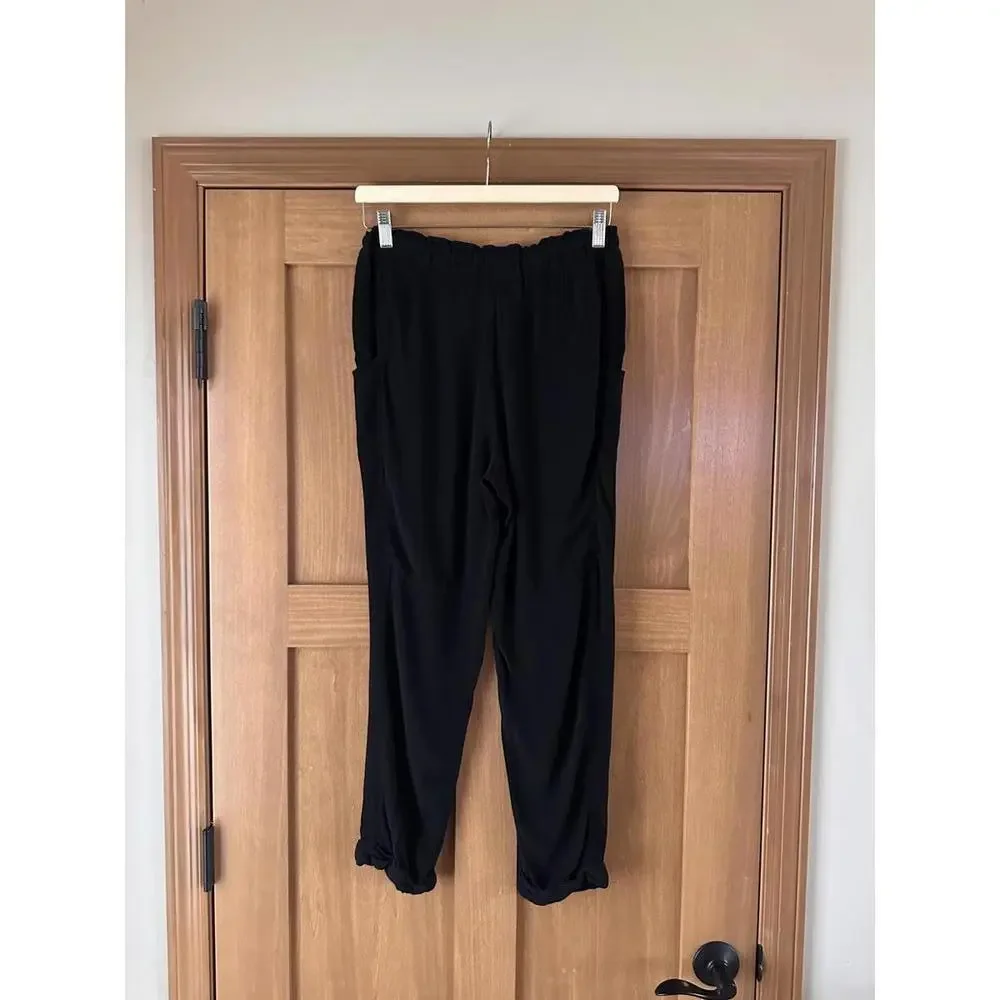 Aritzia Wilfred Silk Blend Marais Paper Bag Pull on Pants Black Women’s sz Small - Picture 6 of 15